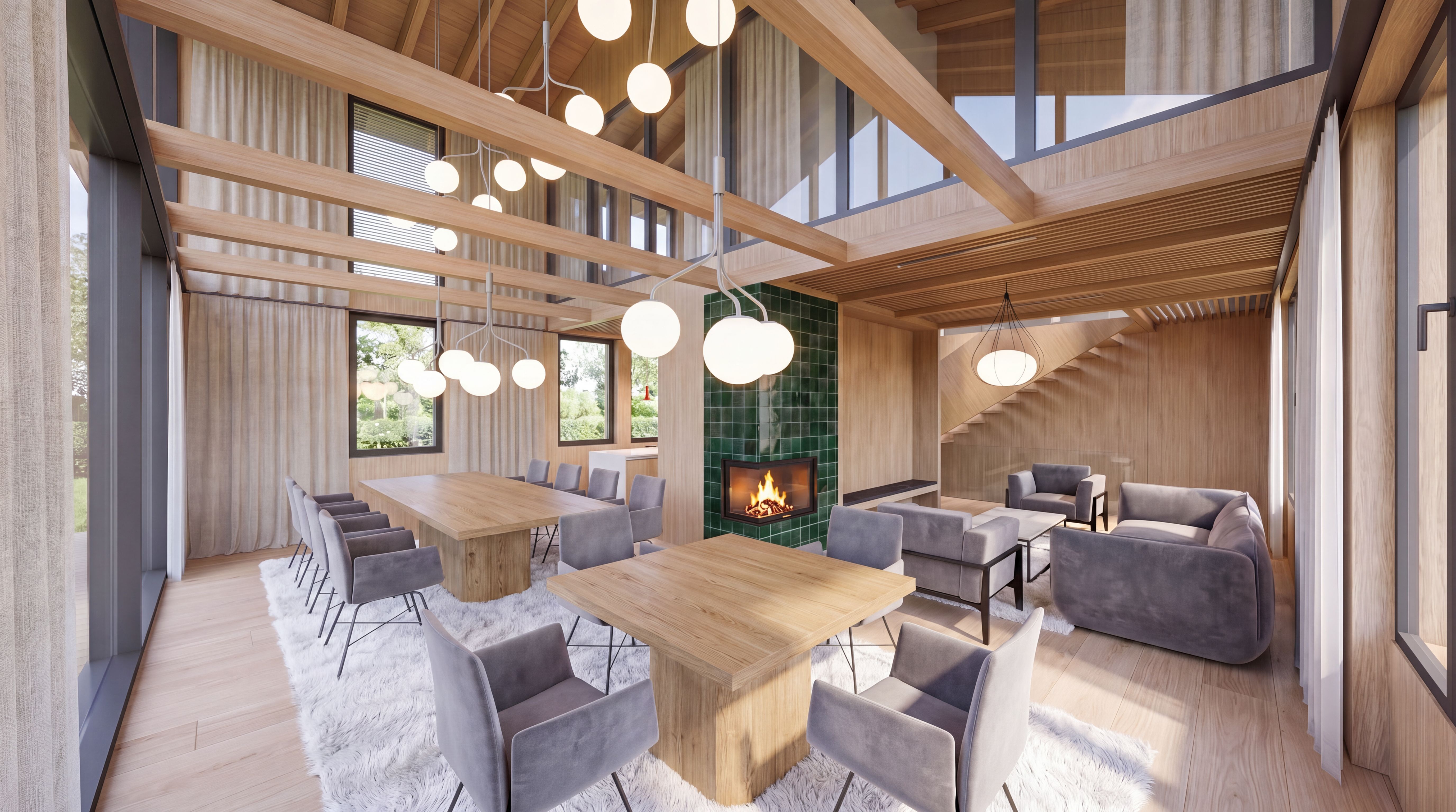 Snoqualmie Pass Residence: Living and dining room